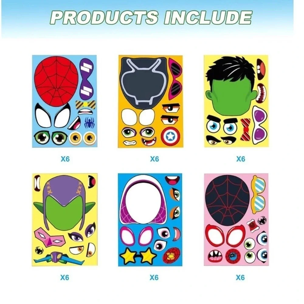 36 Pcs Make Your Own Spidey Friends Toys Stickers Sheet Birthday Party Favors